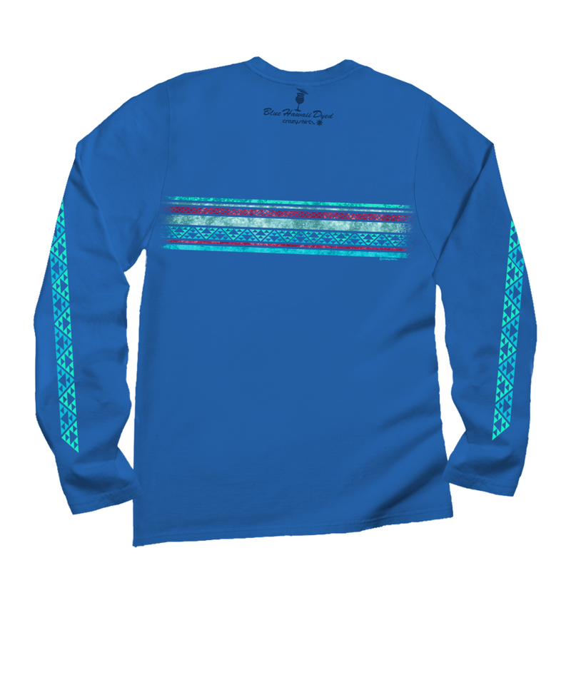 Aztec Band - Blue Hawaii Dyed Long Sleeve Crewneck T-Shirt