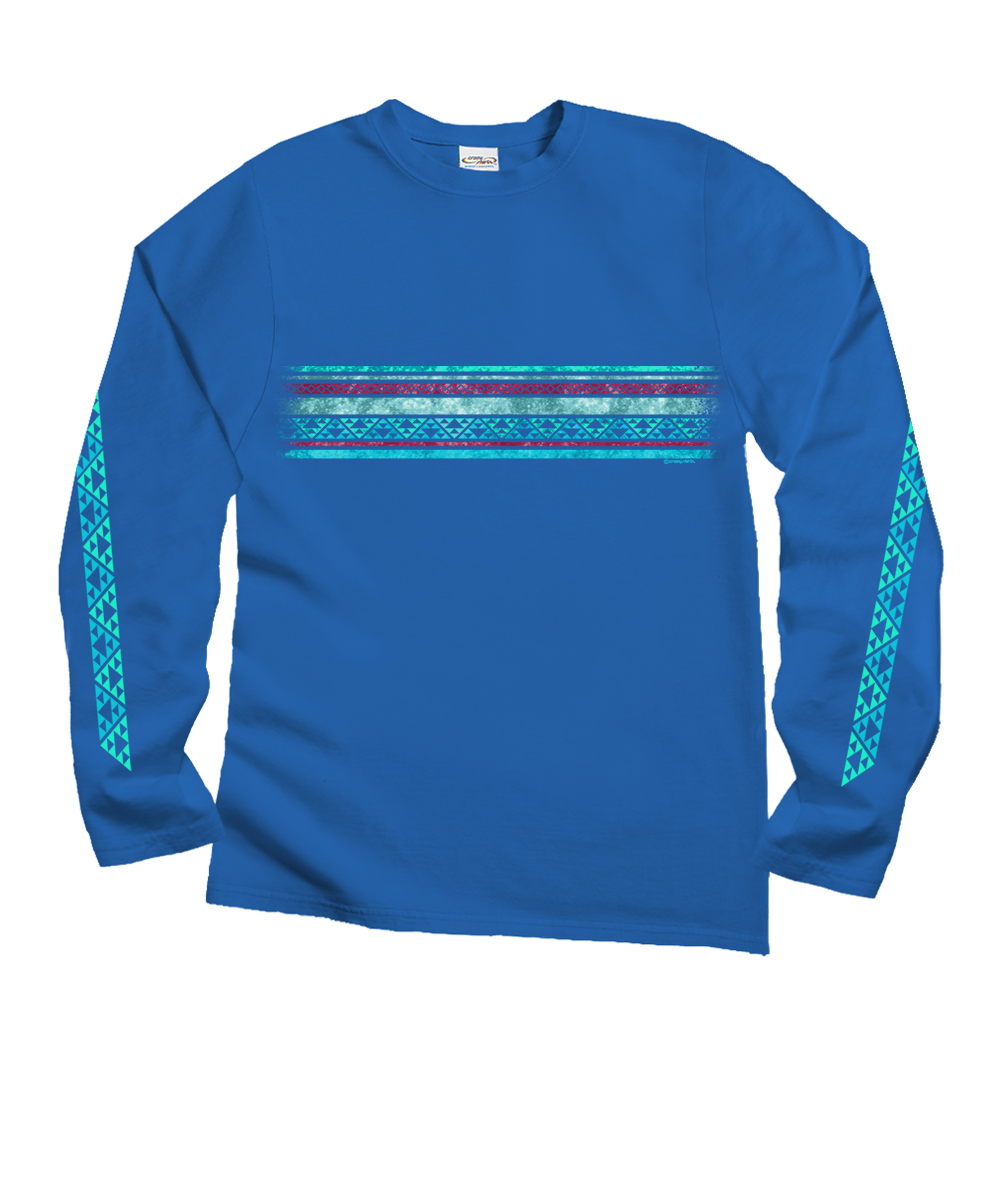 Aztec Band - Blue Hawaii Dyed Long Sleeve Crewneck T-Shirt