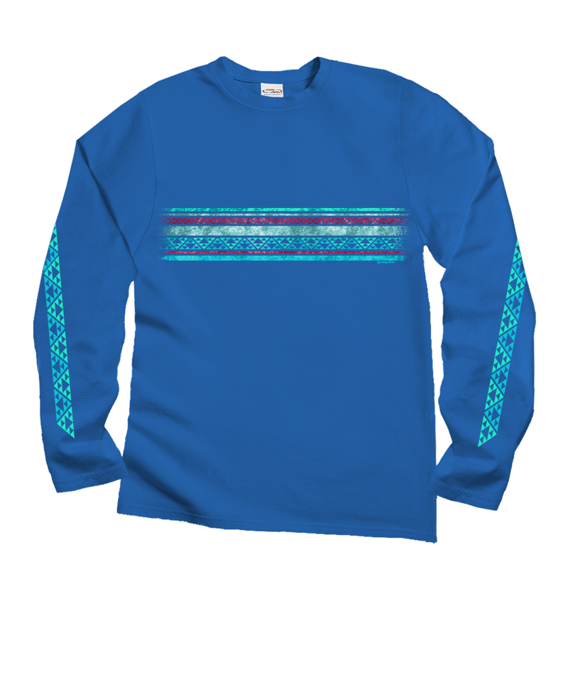 Aztec Band - Blue Hawaii Dyed Long Sleeve Crewneck T-Shirt