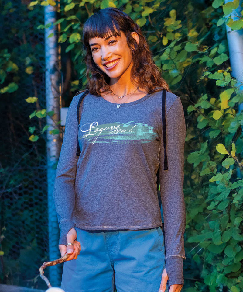Naturally Laguna - Gray Heather Long Sleeve Harmony Hooded T