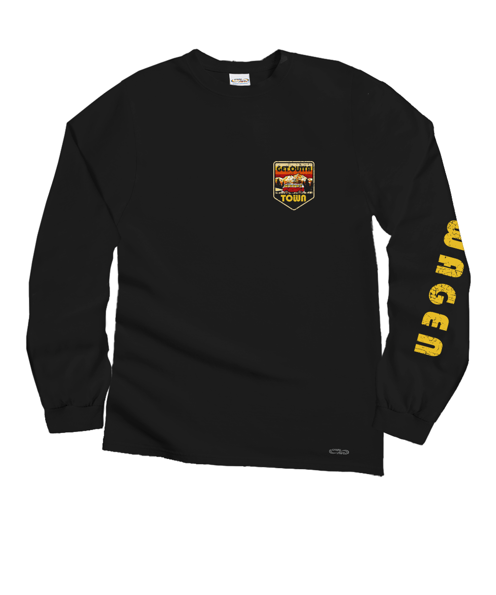 Volkswagen Outta Town - Black Long Sleeve Crewneck T-Shirt