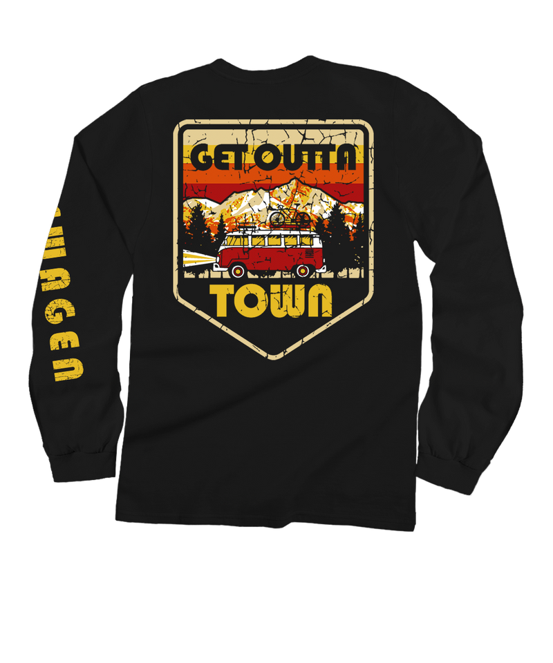 Volkswagen Outta Town - Black Long Sleeve Crewneck T-Shirt