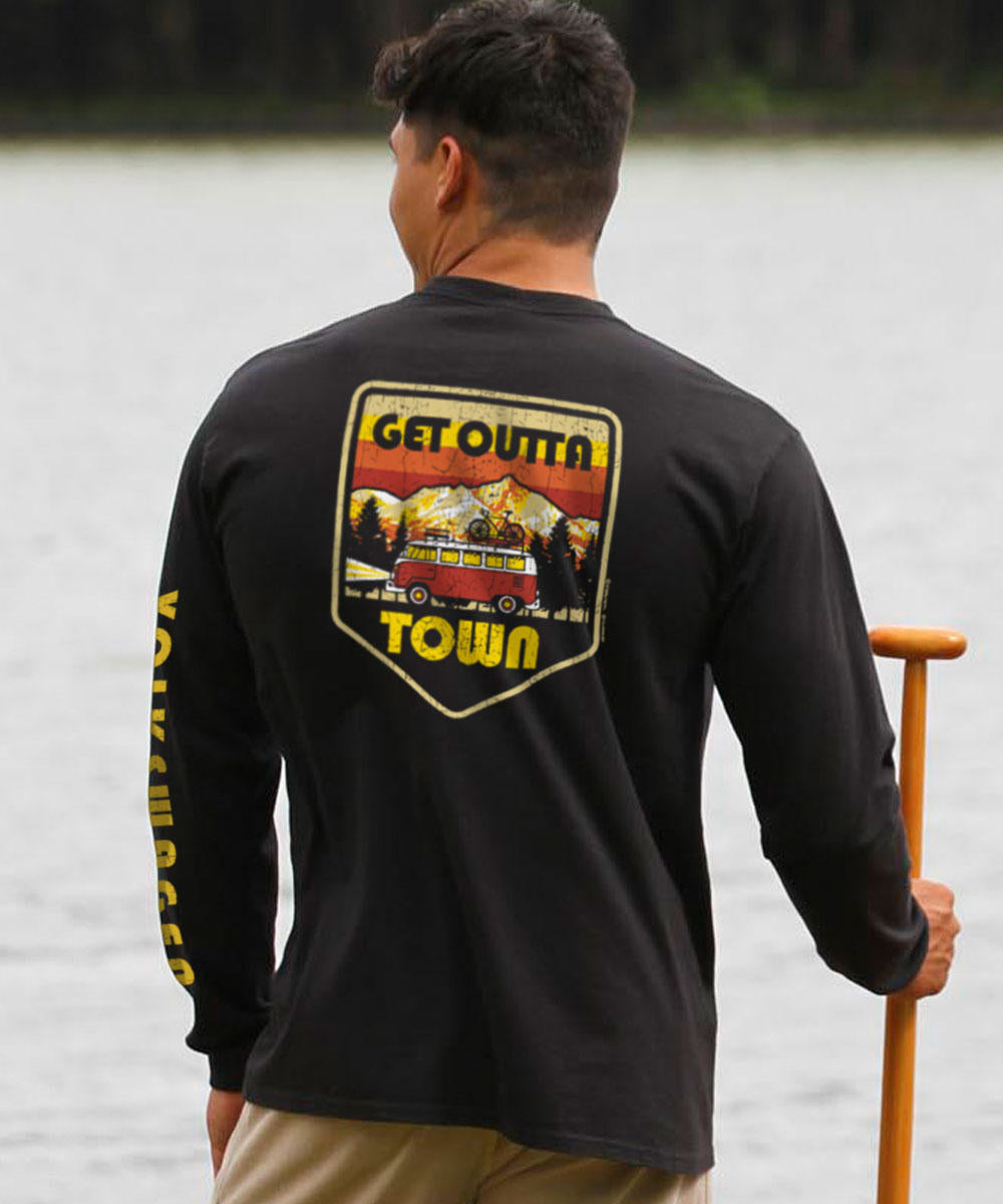 Volkswagen Outta Town - Black Long Sleeve Crewneck T-Shirt