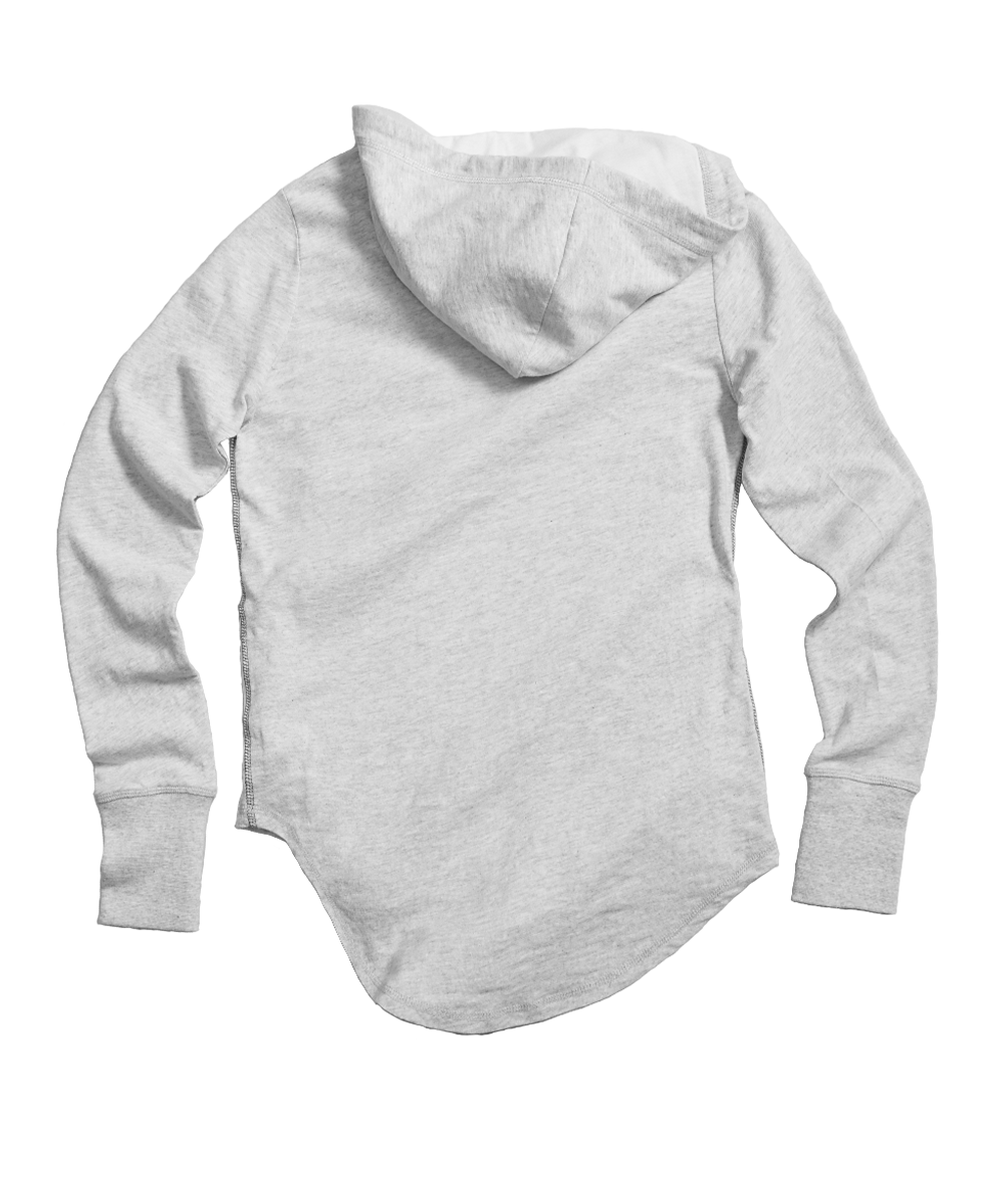 Paradise In Pink - White Gray Heather Long Sleeve Harmony Hooded T