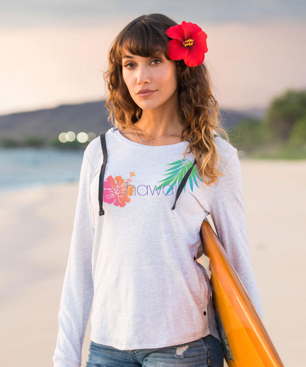 Club Logo - White Gray Heather Long Sleeve Harmony Hooded T