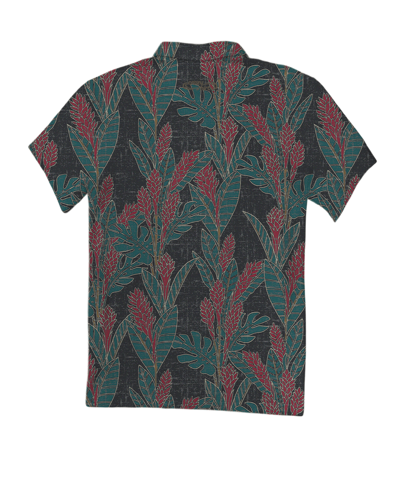 Hawaiian Ginger - Black/Red Short Sleeve Hawaiian Polo Shirt - View 4