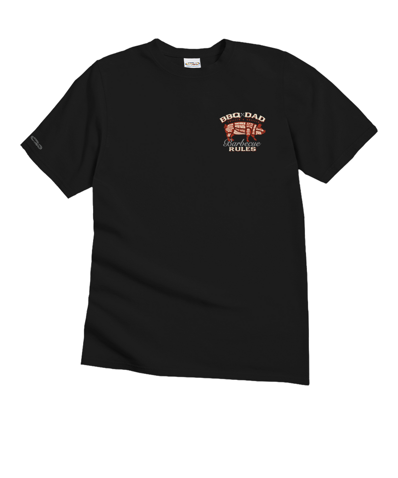 BBQ Dad Rules - Black Short Sleeve Crewneck T-Shirt