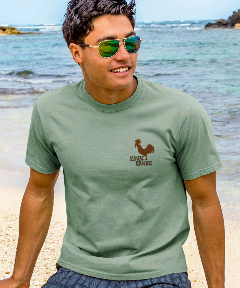Cranky Rooster Wake Up - Seaglass Short Sleeve Crewneck T-Shirt