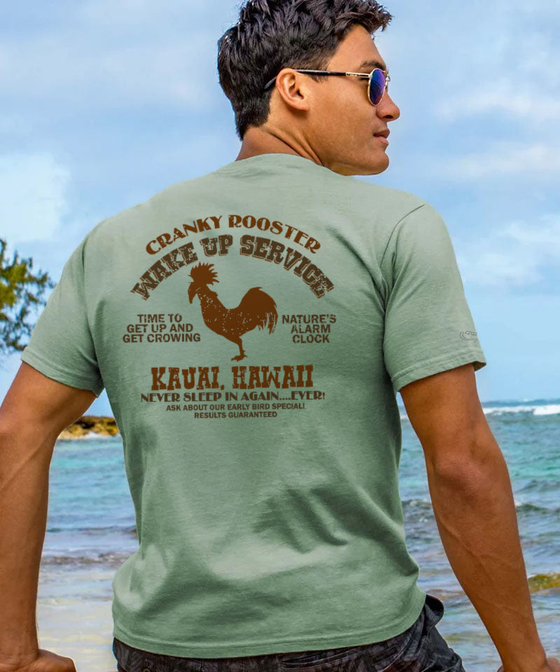 Cranky Rooster Wake Up - Seaglass Short Sleeve Crewneck T-Shirt
