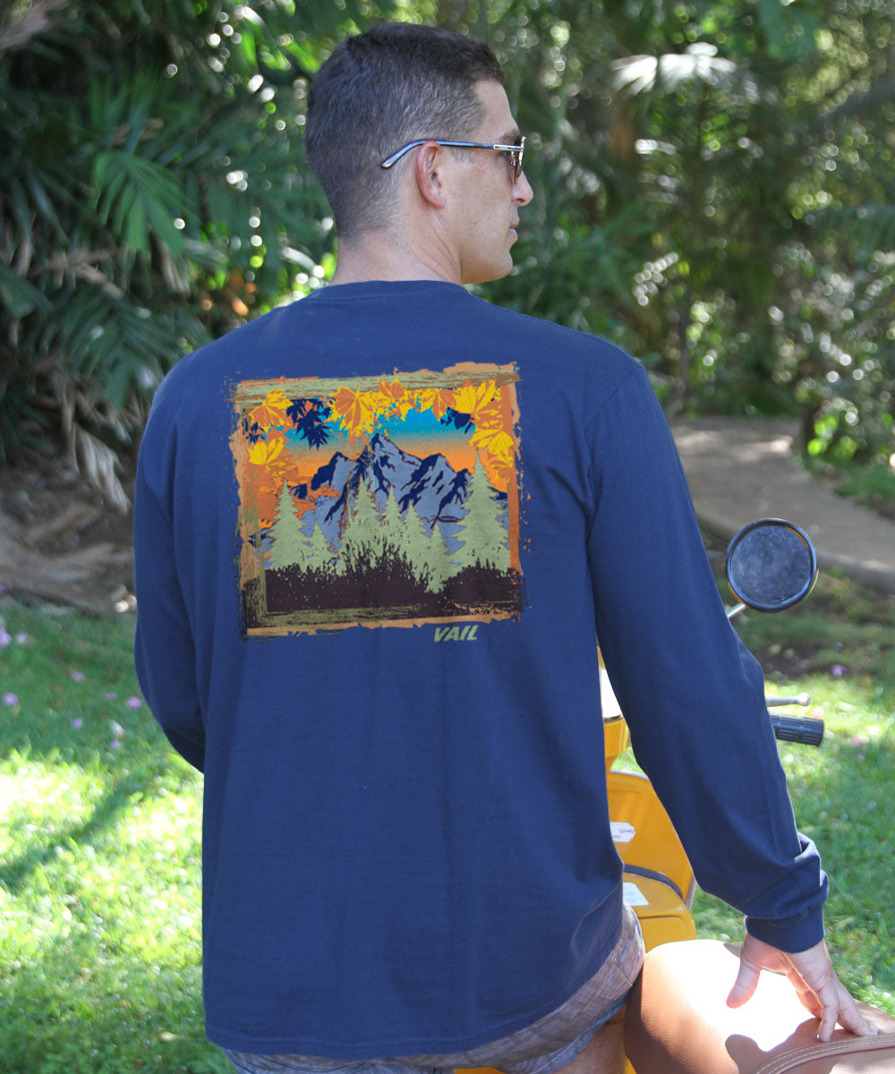 Fall Mountain - Navy Long Sleeve Crewneck T-Shirt