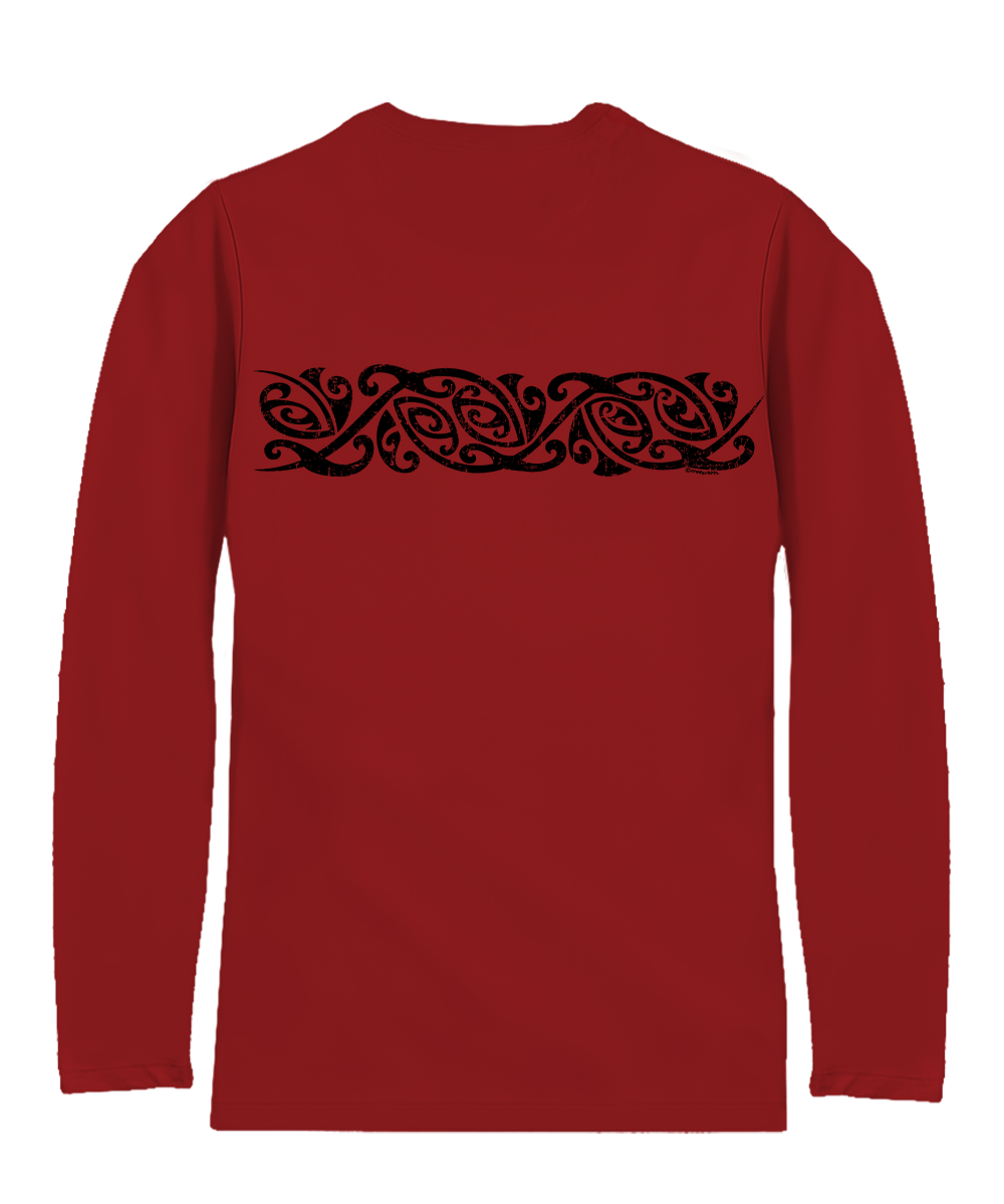 Maori Band - Rugby Red Long Sleeve Pima T-Shirt