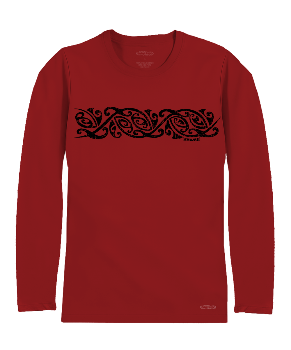 Maori Band - Rugby Red Long Sleeve Pima T-Shirt
