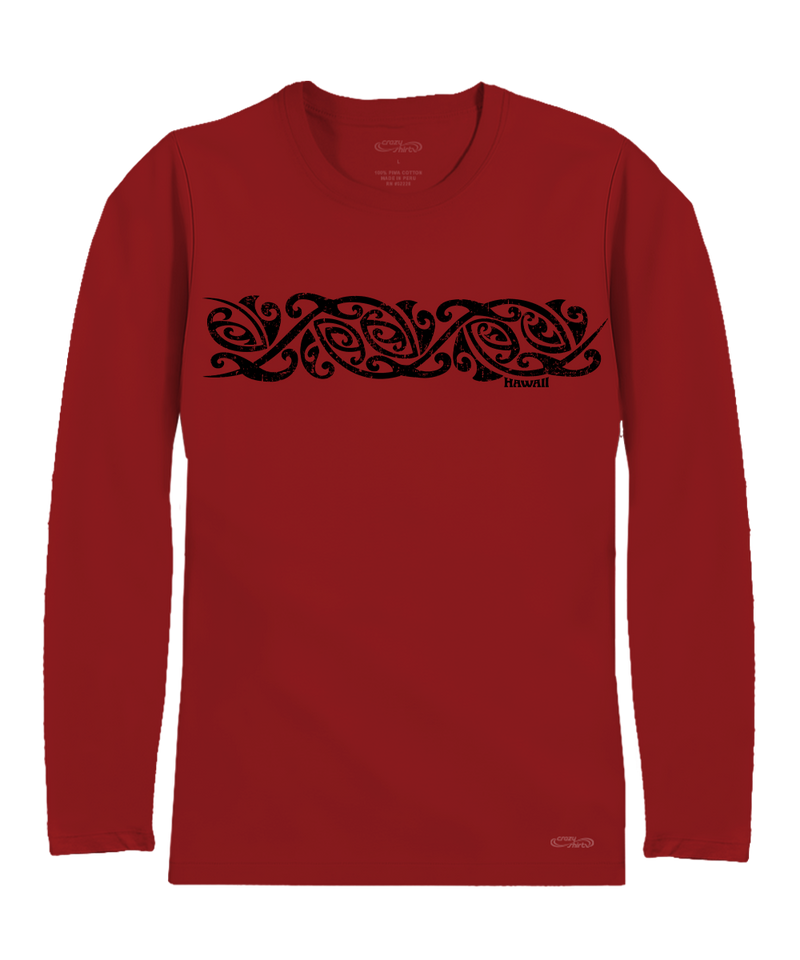 Maori Band - Rugby Red Long Sleeve Pima T-Shirt