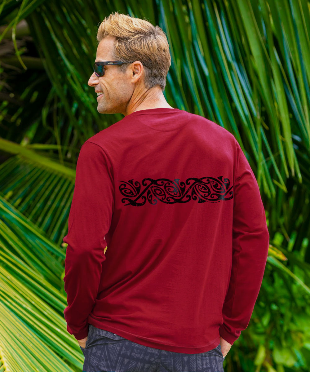 Maori Band - Rugby Red Long Sleeve Pima T-Shirt