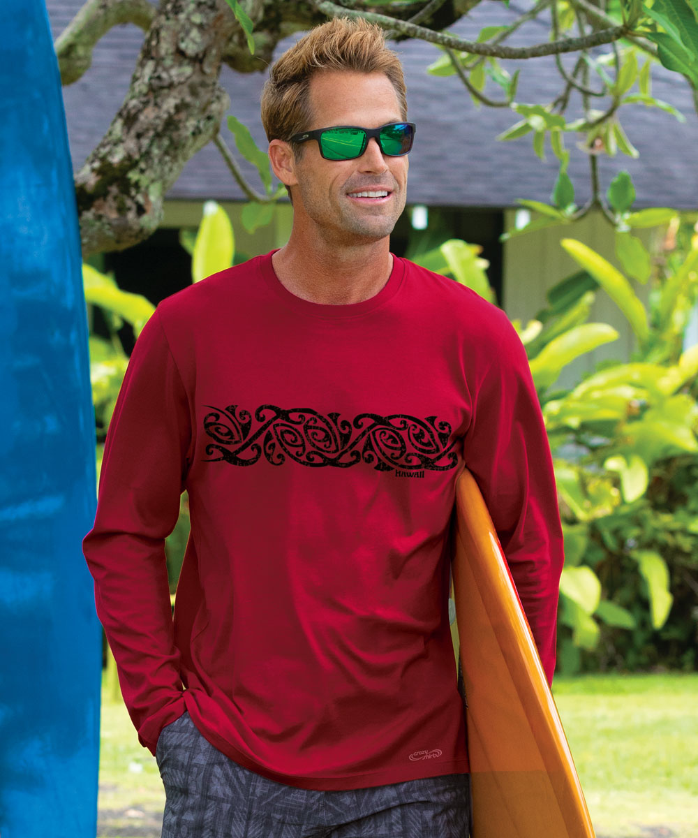Maori Band - Rugby Red Long Sleeve Pima T-Shirt