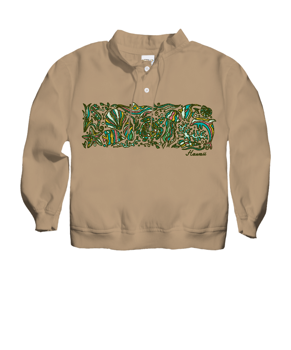Sea Life Band - Kona Coffee Dyed Long Sleeve Lightweight Pullover