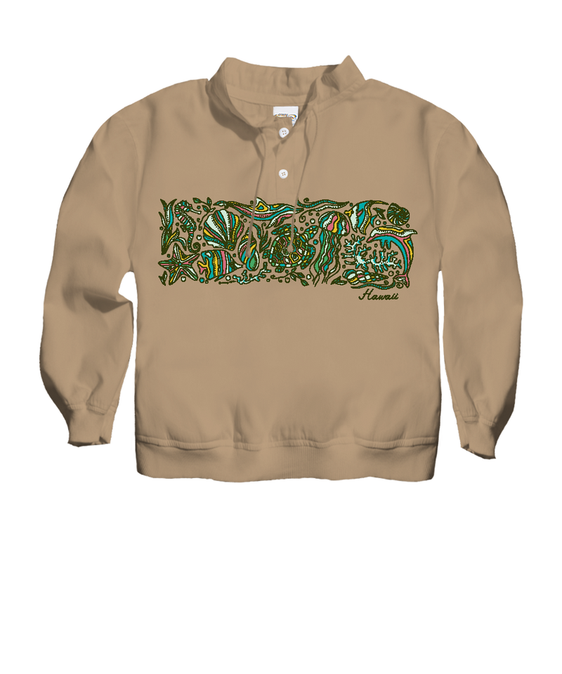 Sea Life Band - Kona Coffee Dyed Long Sleeve Lightweight Pullover