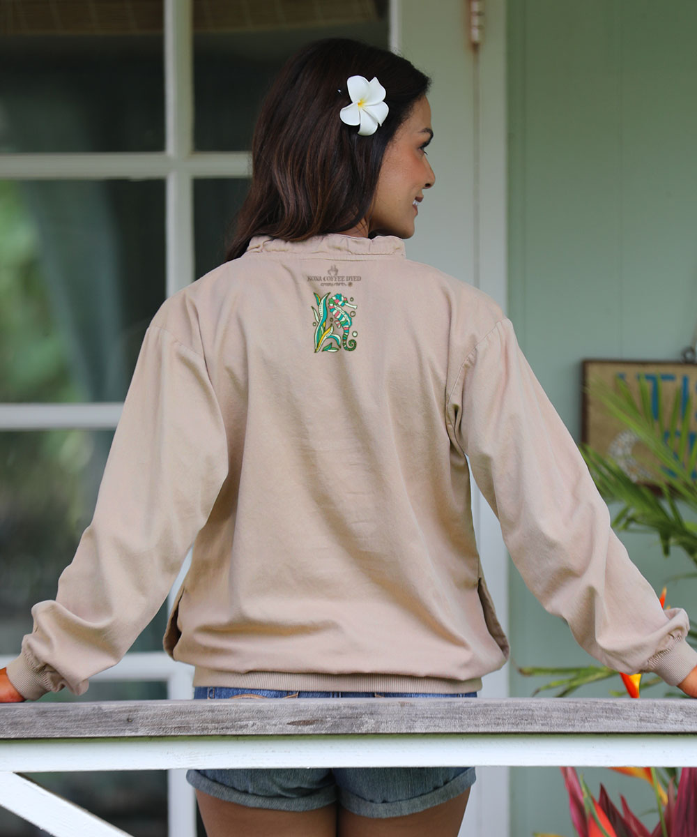 Sea Life Band - Kona Coffee Dyed Long Sleeve Lightweight Pullover