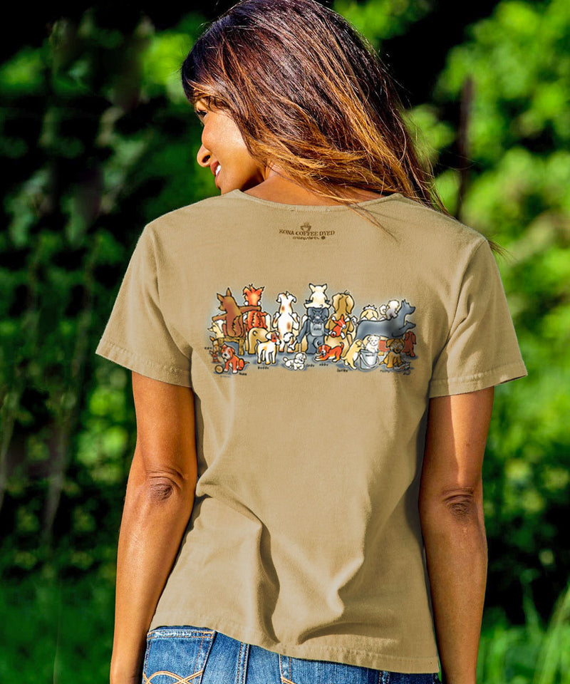 Picket Fence Pooches - Kona Coffee Dyed Short Sleeve Scoop Neck T-Shirt