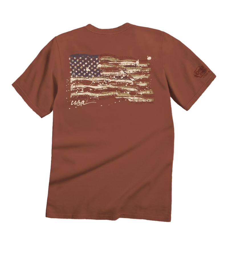Painted Flag - Chile Dyed Short Sleeve Crewneck T-Shirt