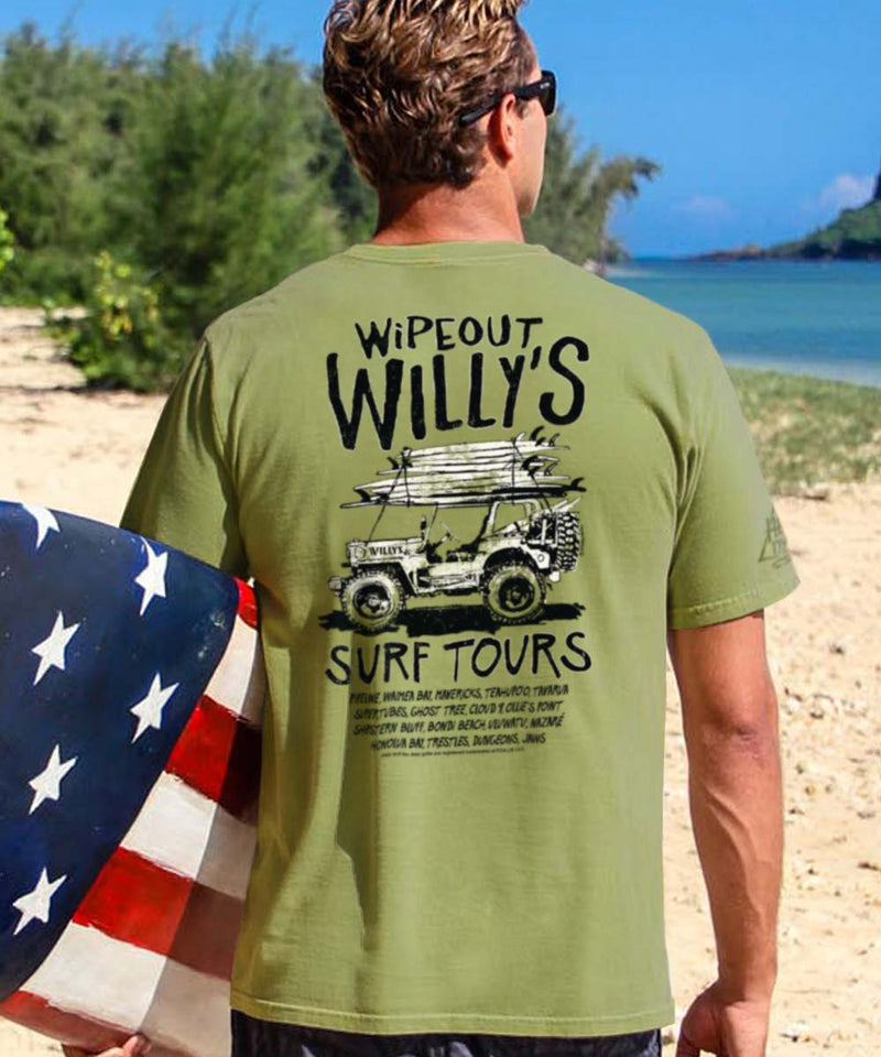 Jeep Wipeout Willys - Hemp Dyed Short Sleeve Crewneck T-Shirt