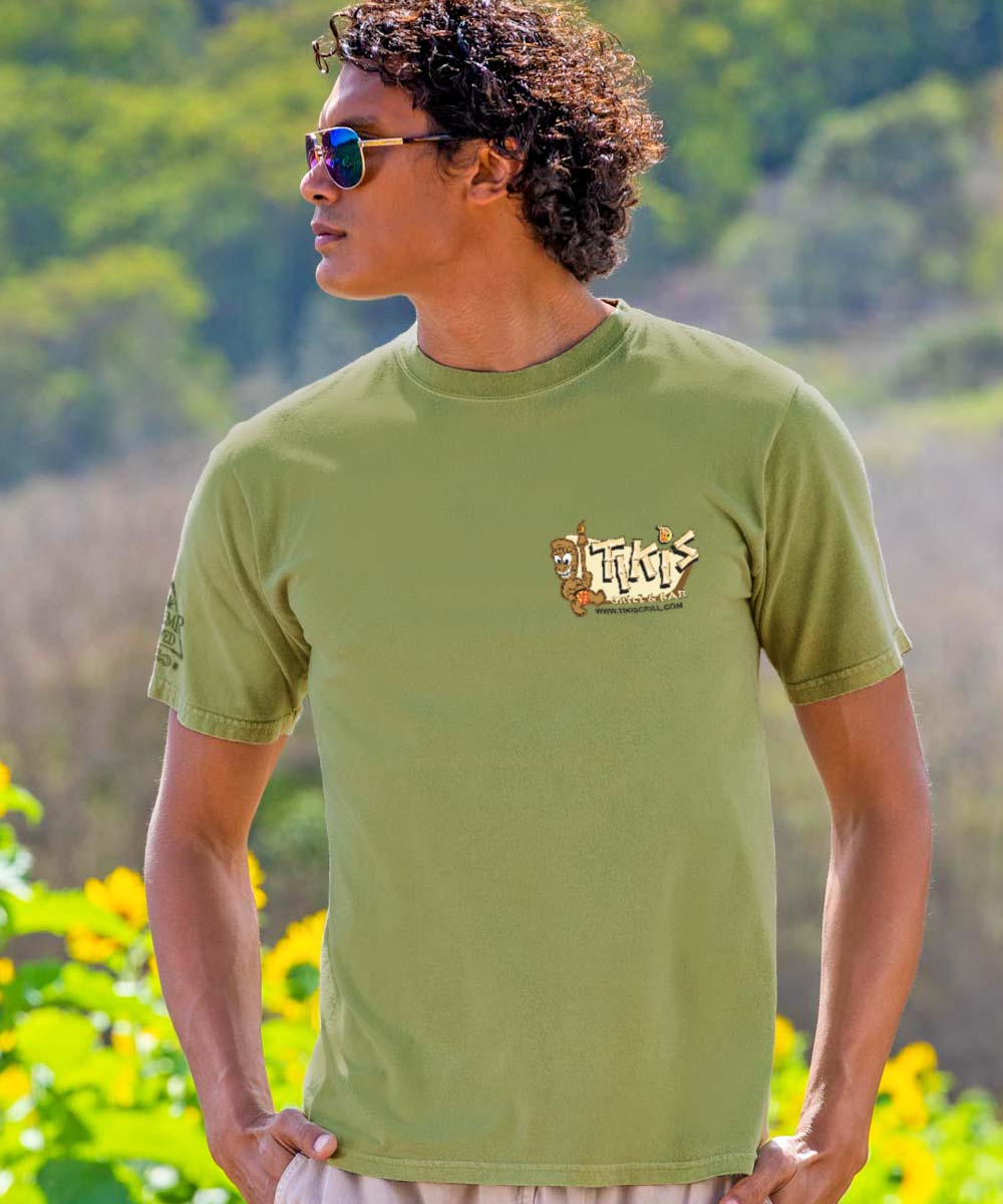 Tikis Grill &amp; Bar Volkswagen Surf Van - Hemp Dyed Short Sleeve Crewneck T-Shirt