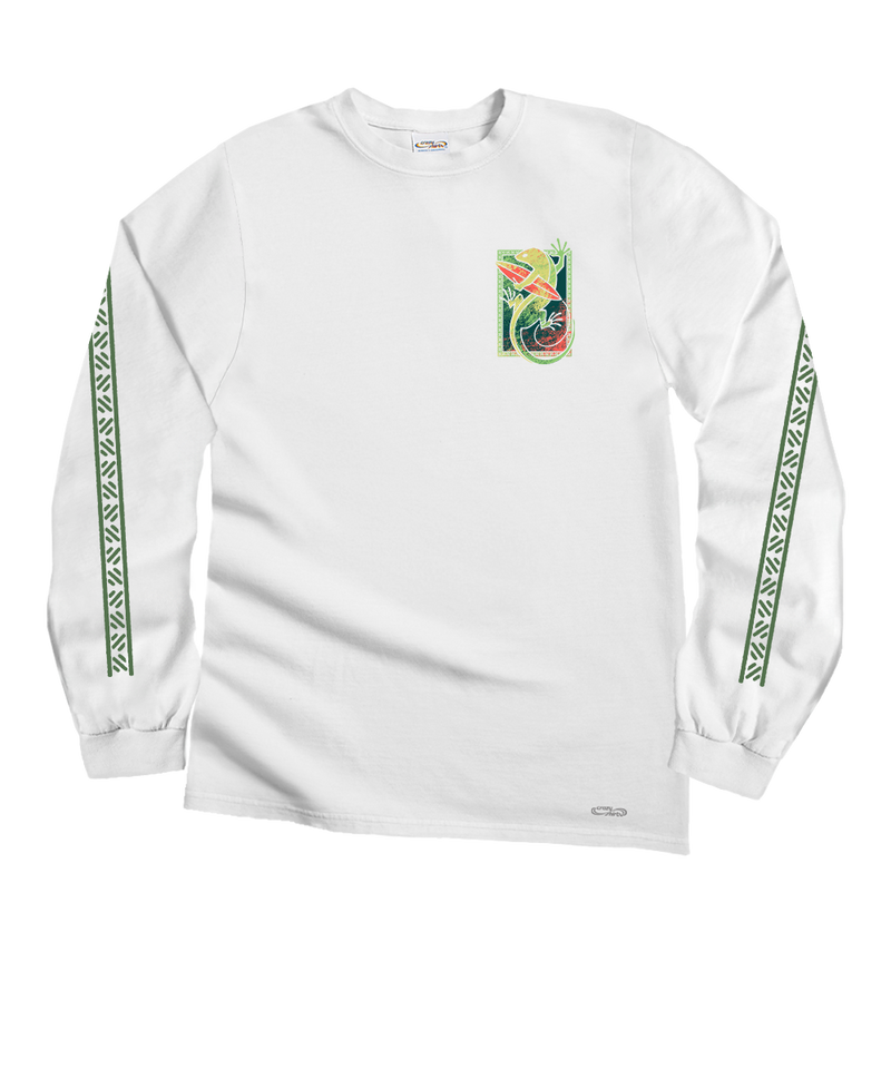 Maui Surf Co. Green Gecko - White Long Sleeve Crewneck T-Shirt