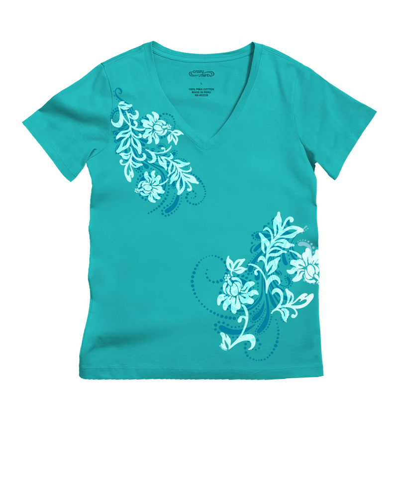 Leihua - Ocean Short Sleeve Pima V-Neck T-Shirt