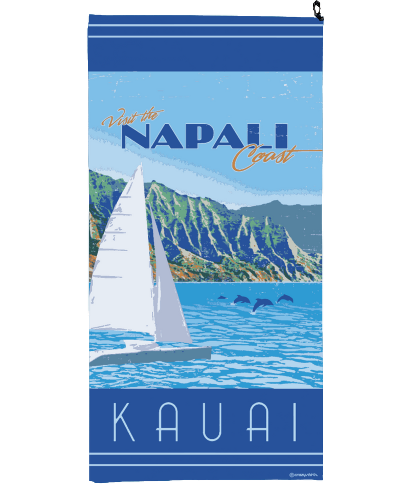 Retro Napali Poster - Microfiber Beach Towel
