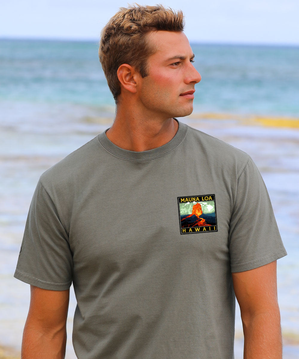 Retro Mauna Loa T-Shirt | Men's Crater Dyed® Grey Crewneck