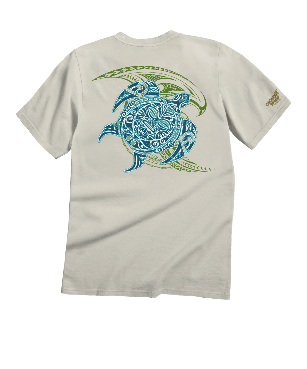 Tribal Honu Nalu - Coconut Dyed Short Sleeve Crewneck T-Shirt