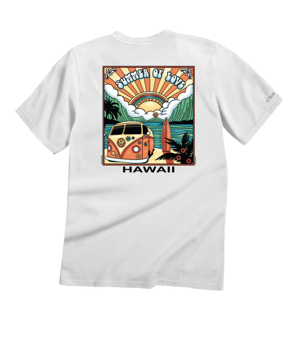 Volkswagen Summer Of Love Scenic - White Short Sleeve Crewneck T-Shirt