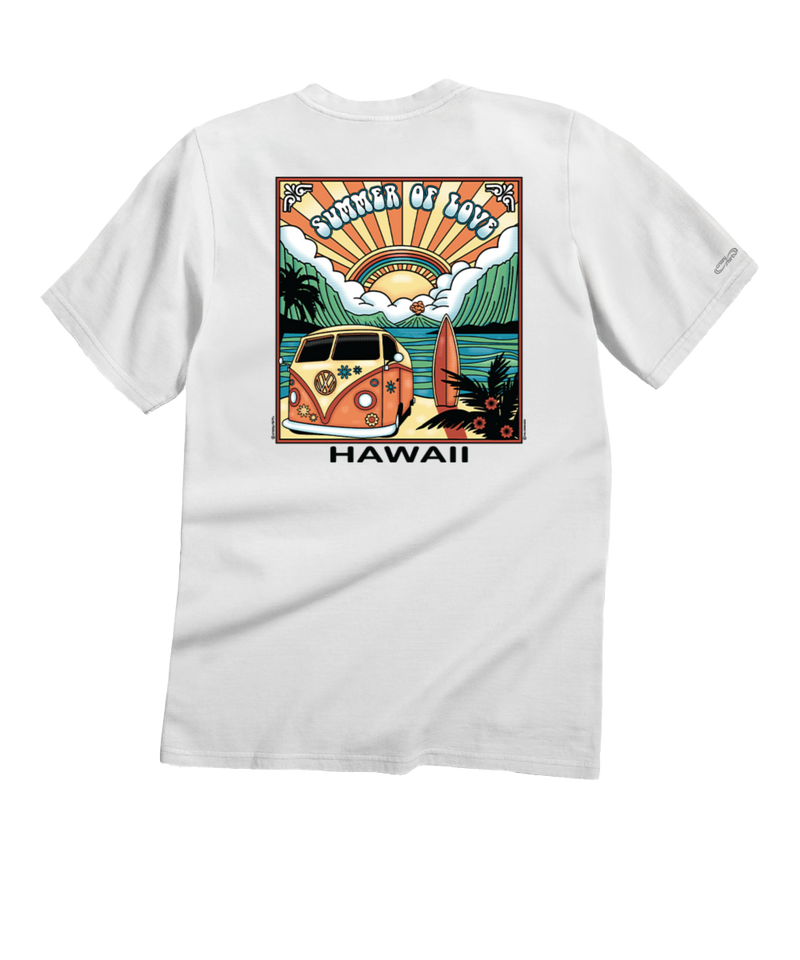 Volkswagen Summer Of Love Scenic - White Short Sleeve Crewneck T-Shirt