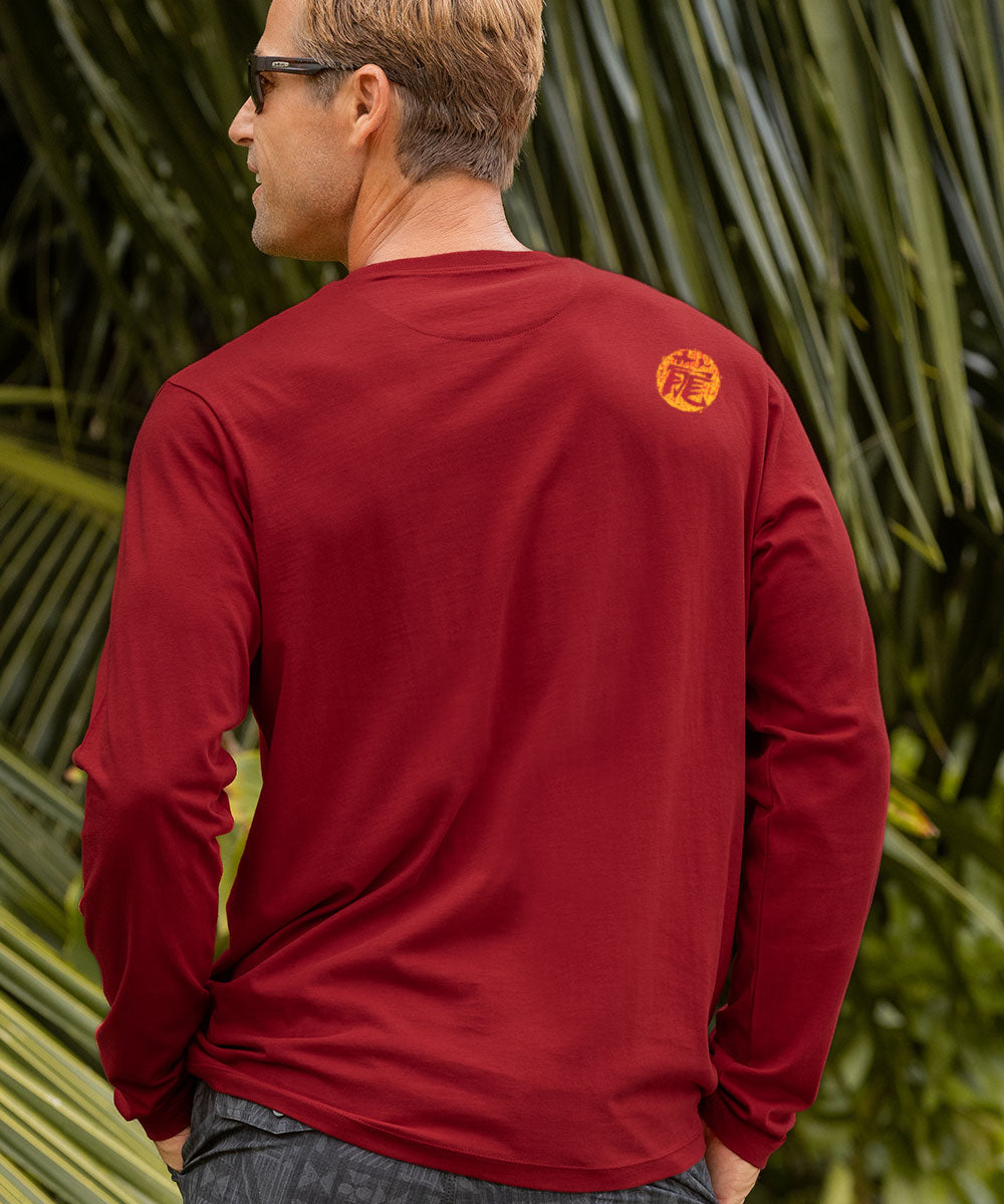 Dragon Flurry - Rugby Red Long Sleeve Pima T-Shirt