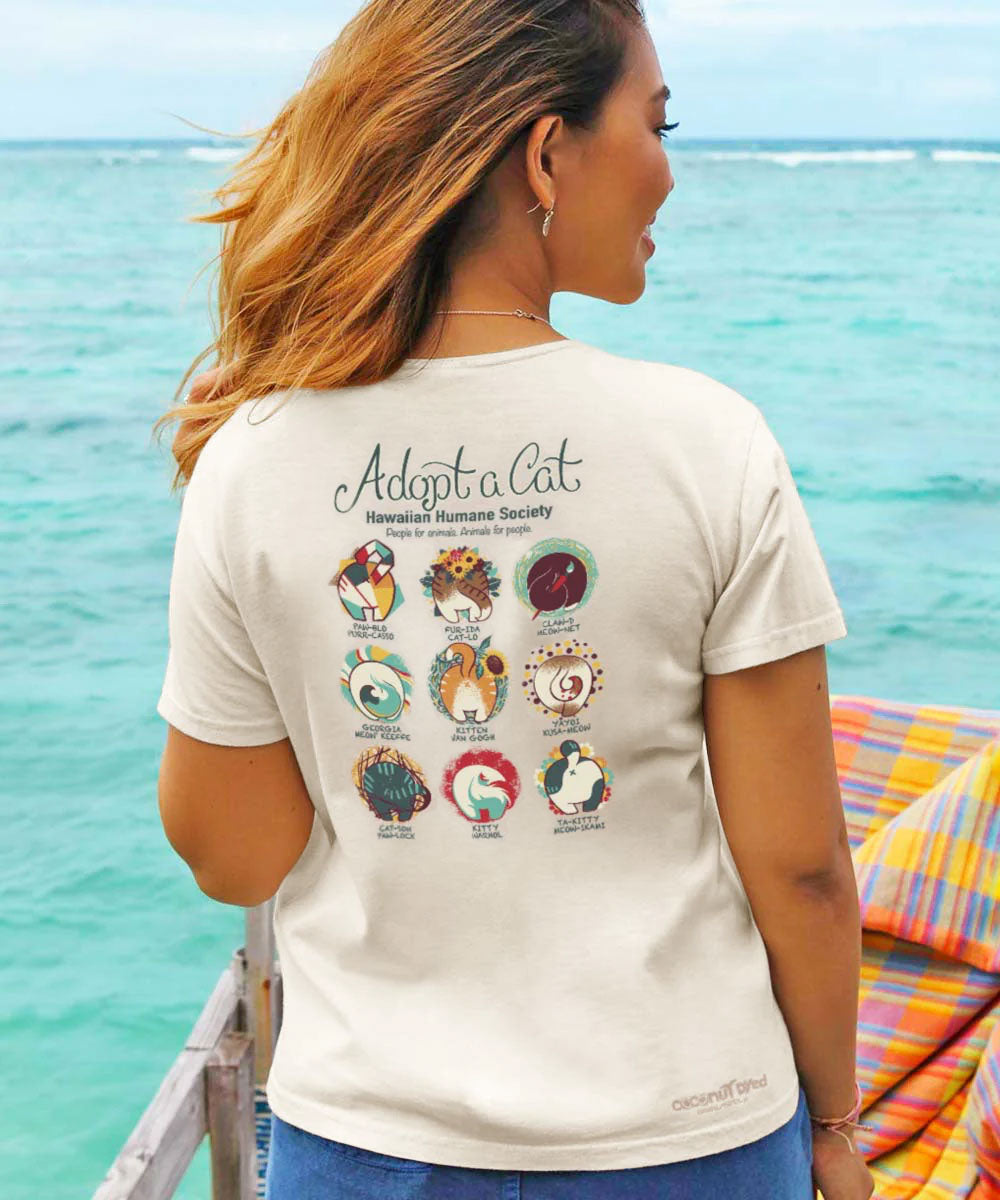 Cat Creatures T-Shirt | Adopt A Cat Womens Coconut Scoop Neck