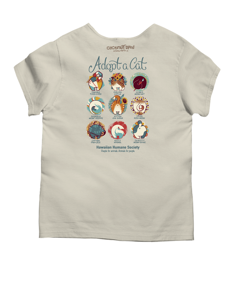 Cat Creatures T-Shirt Adopt A Cat Womens Coconut Scoop Neck