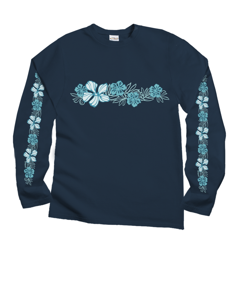 Pua Lani Band - Navy Long Sleeve Crewneck T-Shirt