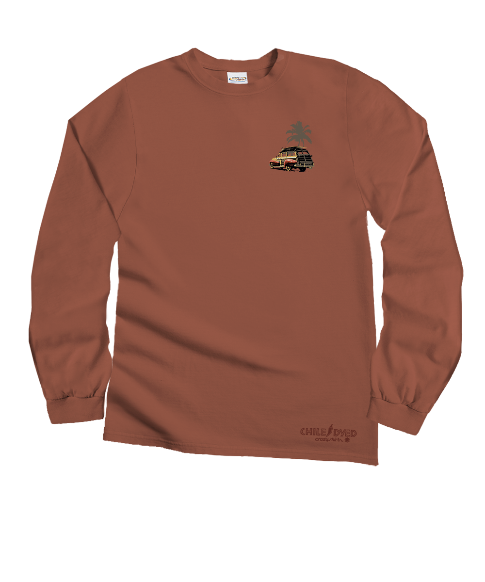 Hawaii Woody - Chile Dyed Long Sleeve Crewneck T-Shirt