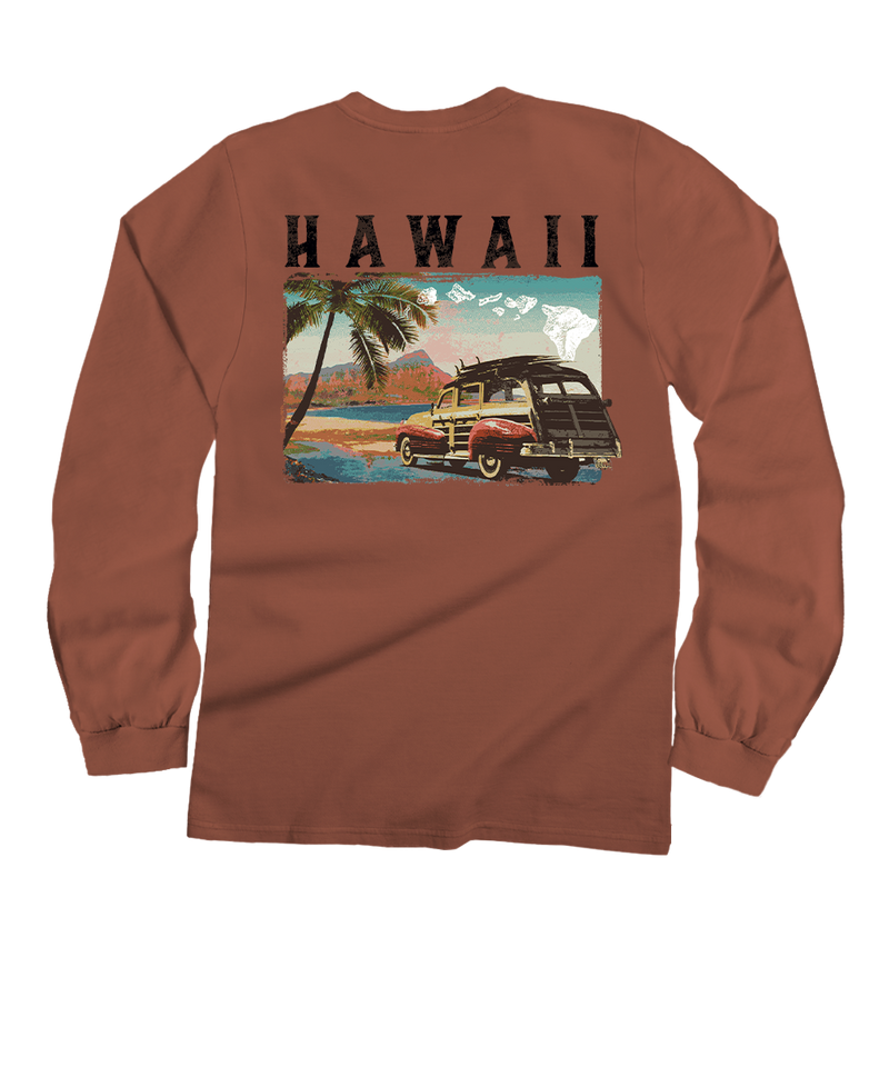 Hawaii Woody - Chile Dyed Long Sleeve Crewneck T-Shirt