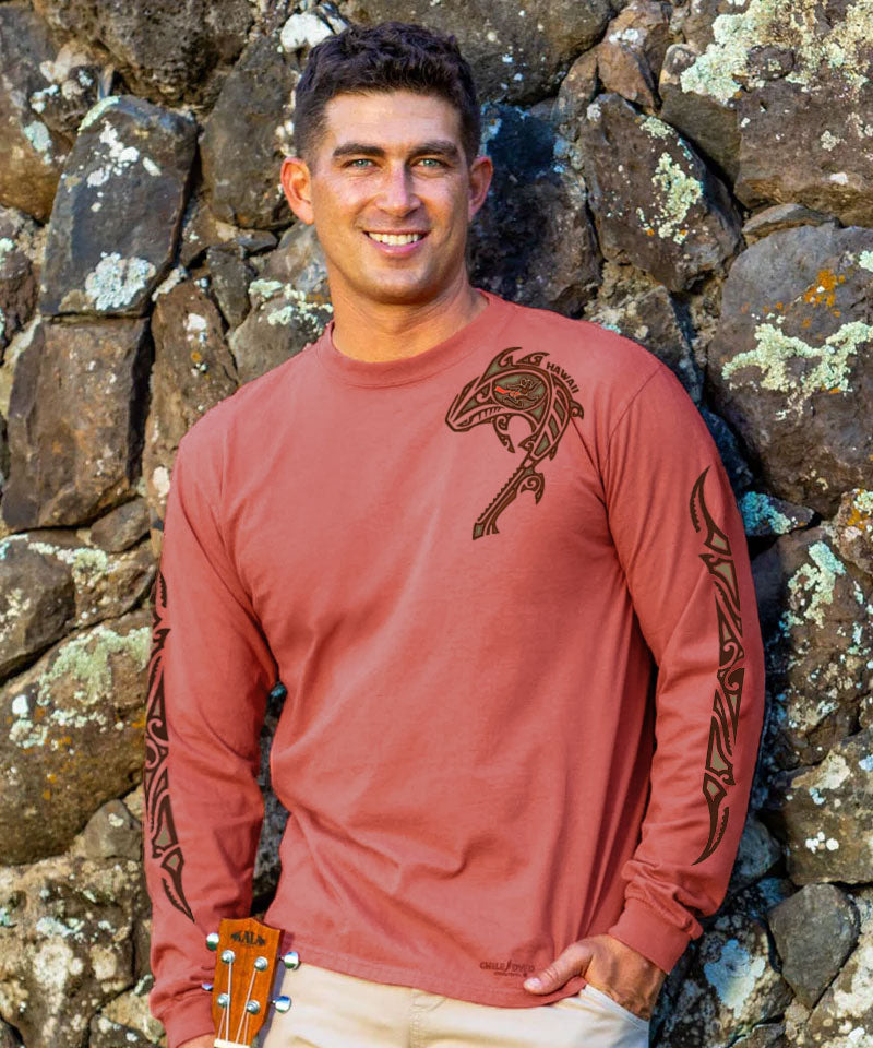 Shark Slayer Legend - Chile Dyed Long Sleeve Crewneck T-Shirt