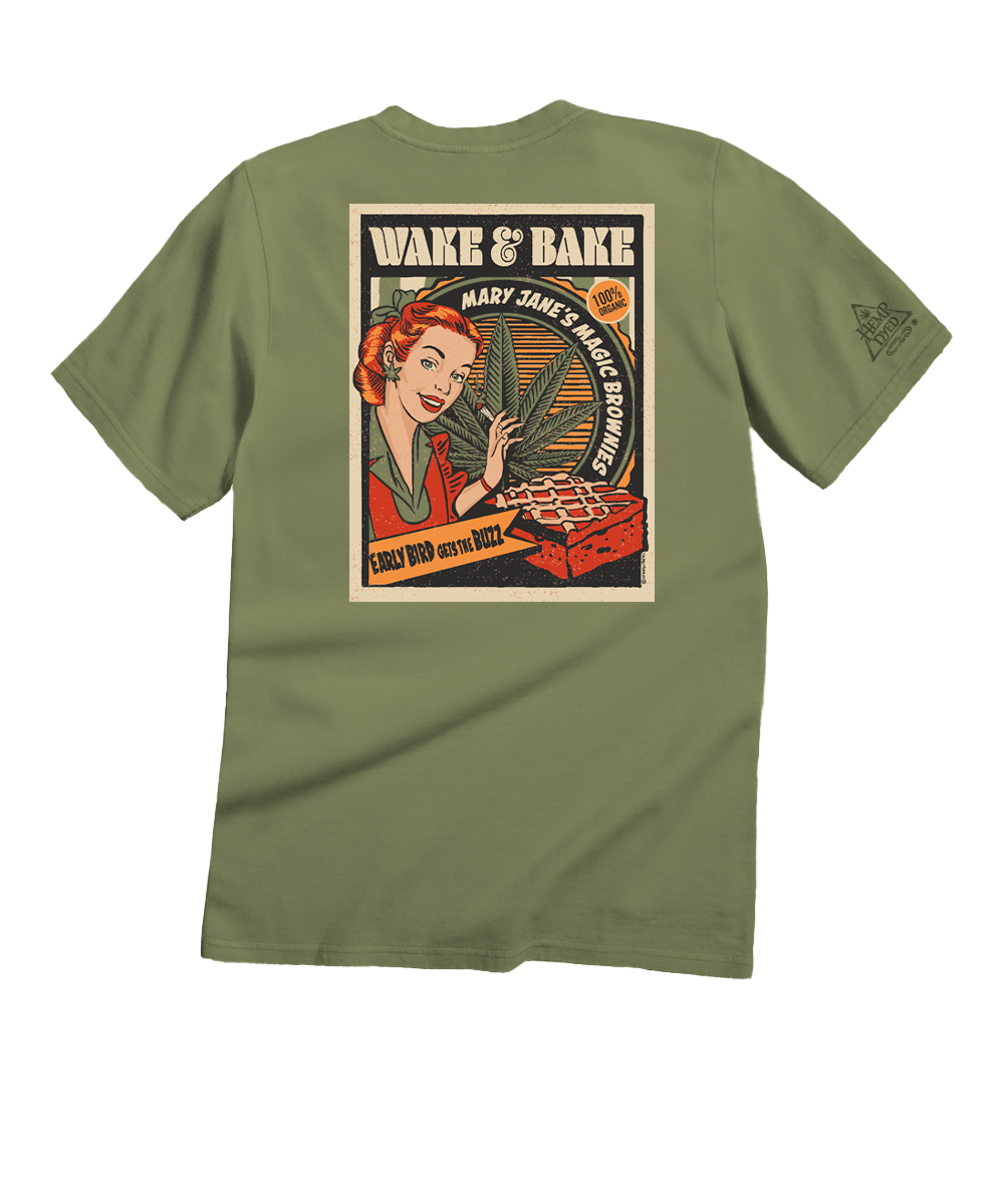 Wake and Bake - Hemp Dyed Short Sleeve Crewneck T-Shirt