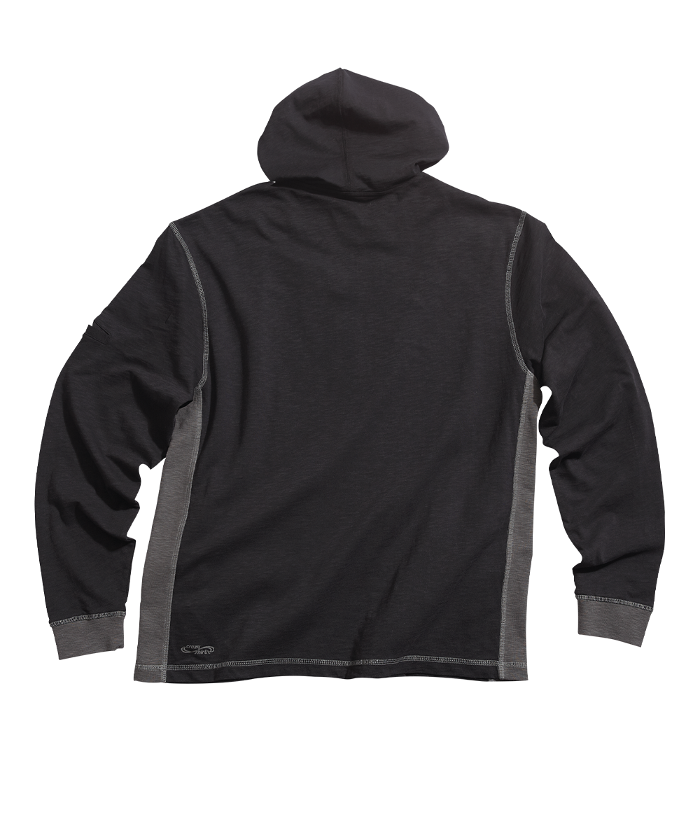 Flow Of Mana - Black/Charcoal Long Sleeve Longboard Hooded Tee