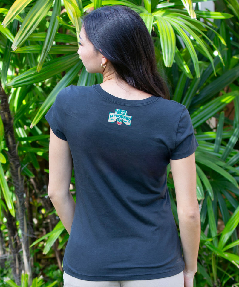 Laguna Beach Lifeguard Tower - Jet Black Short Sleeve Pima T-Shirt - View 3
