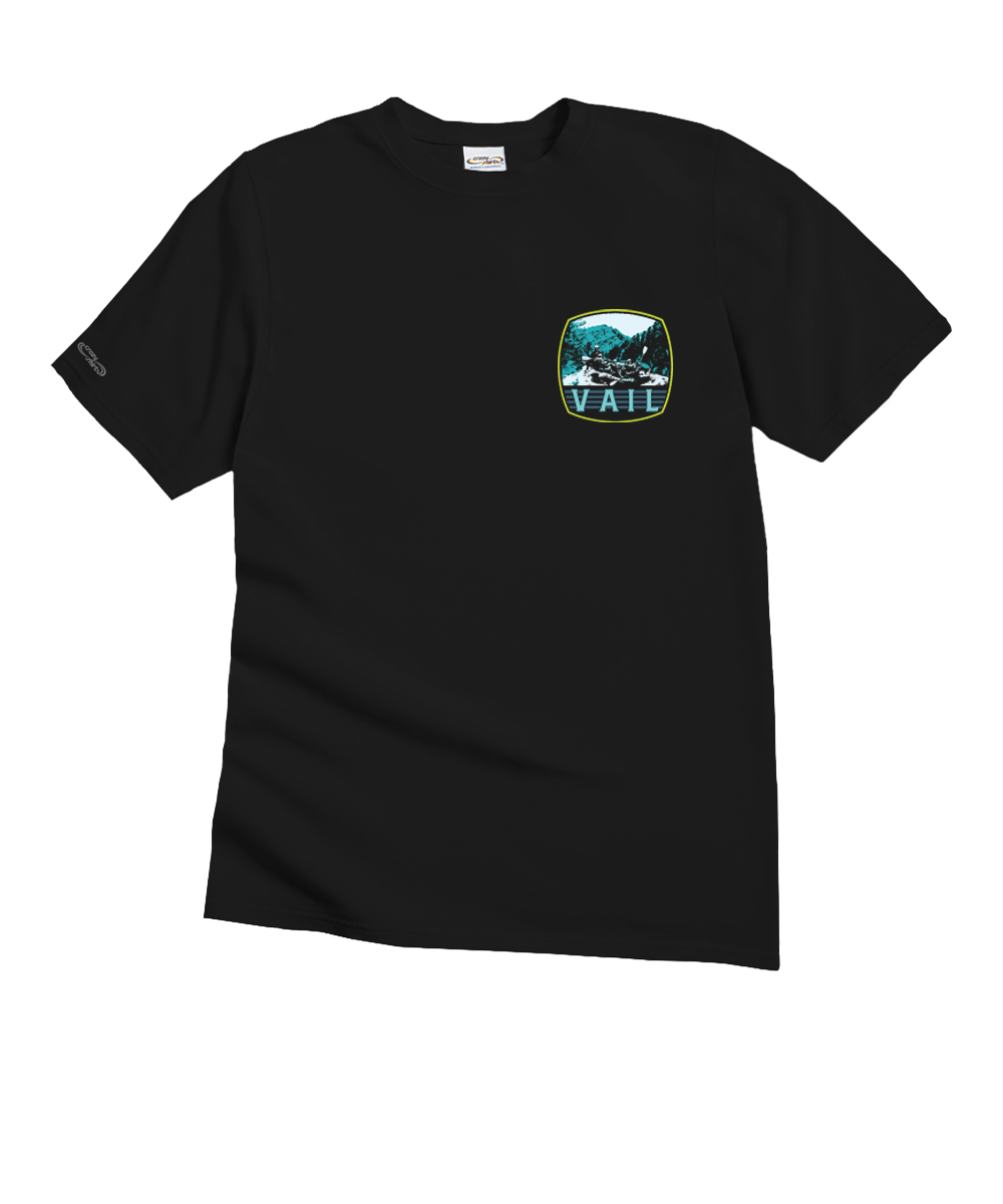 Vail White Water - Black Short Sleeve Crewneck T-Shirt