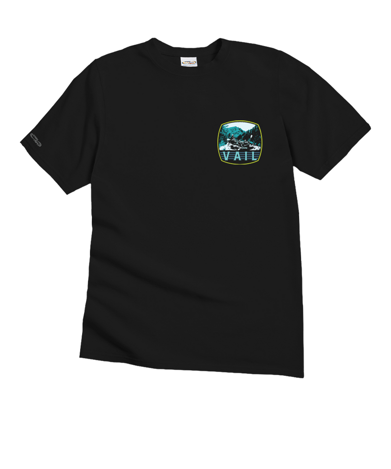 Vail White Water - Black Short Sleeve Crewneck T-Shirt