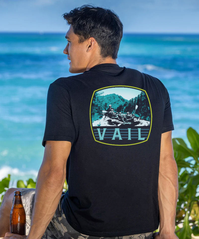 Vail White Water - Black Short Sleeve Crewneck T-Shirt
