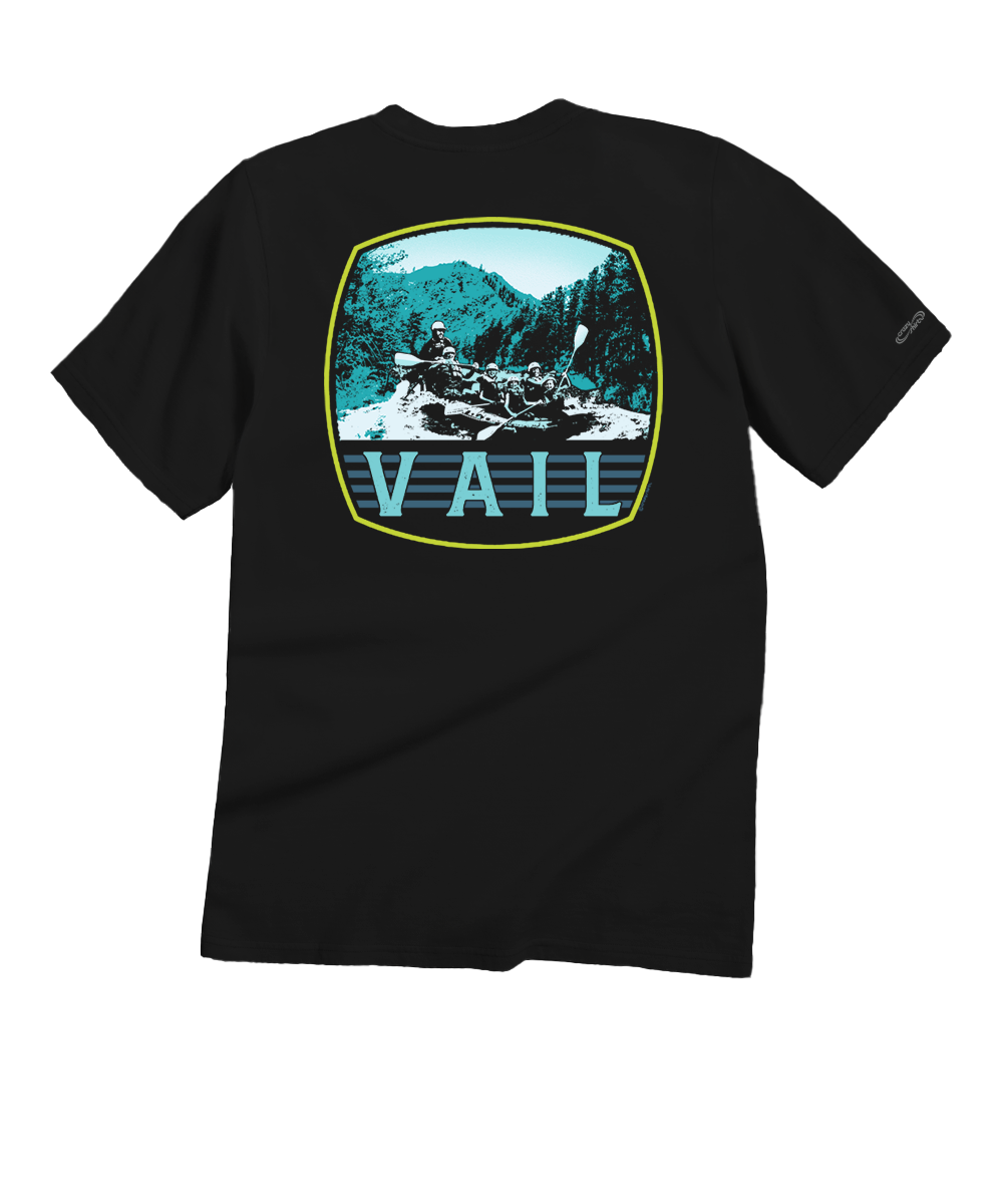 Vail White Water - Black Short Sleeve Crewneck T-Shirt