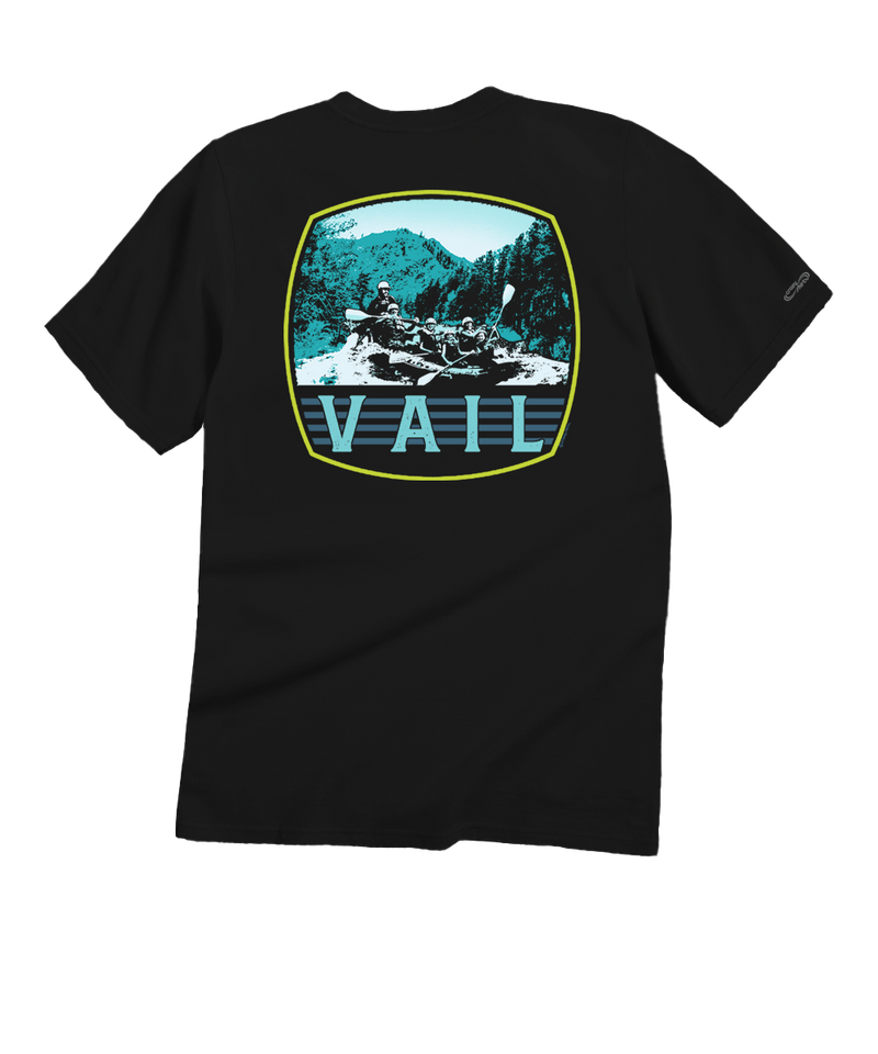 Vail White Water - Black Short Sleeve Crewneck T-Shirt