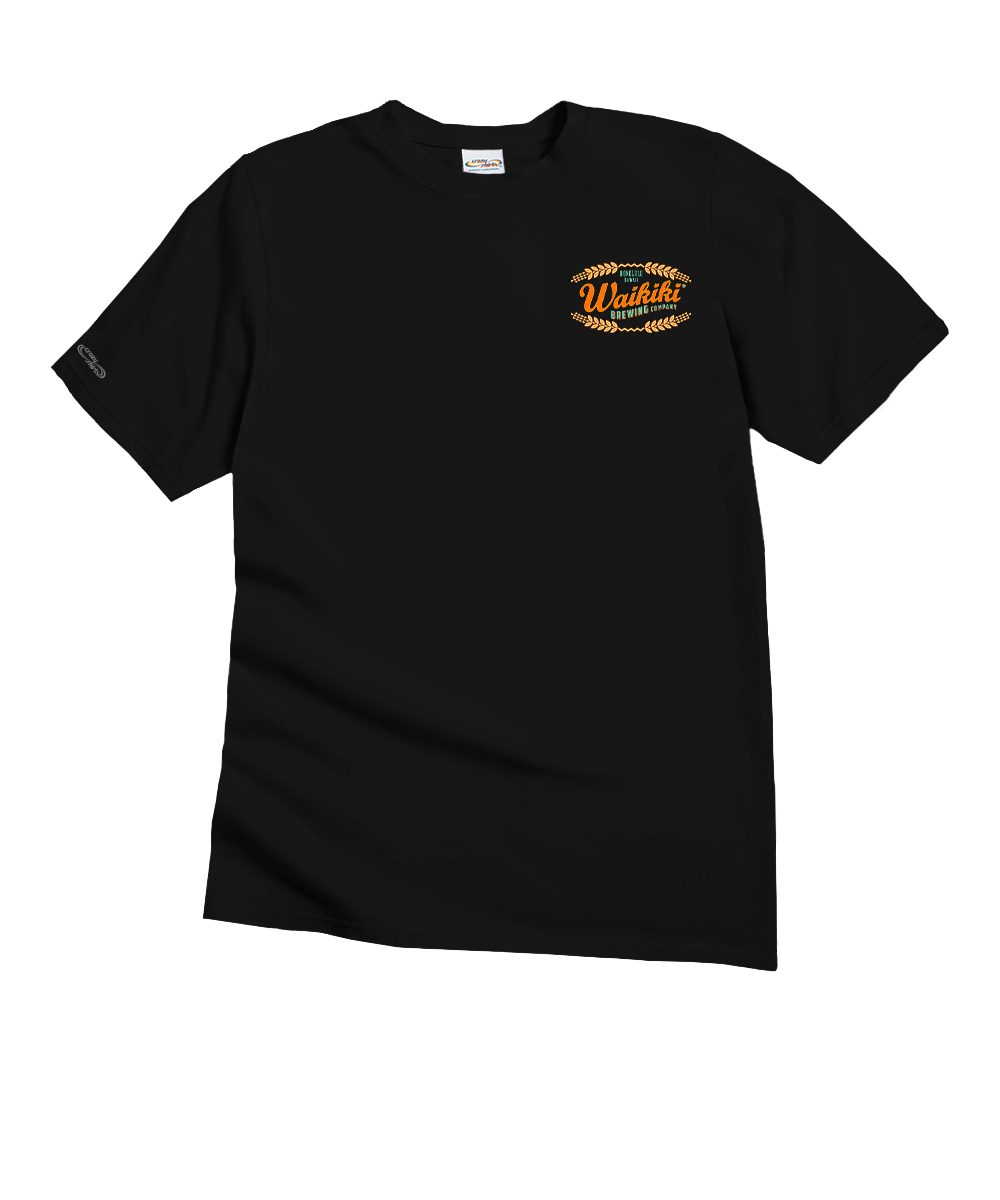 Waikiki Brewing Co Beer Row - Black Short Sleeve Crewneck T-Shirt