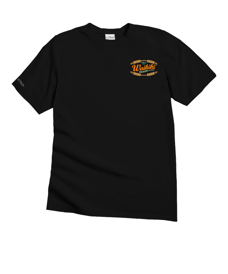 Waikiki Brewing Co Beer Row - Black Short Sleeve Crewneck T-Shirt